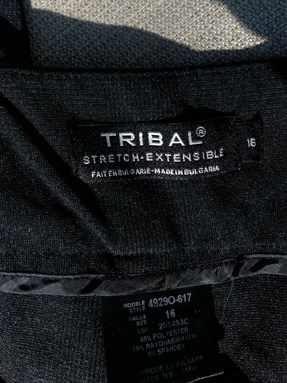 Tribal Black Stretch Top with Label Detail
